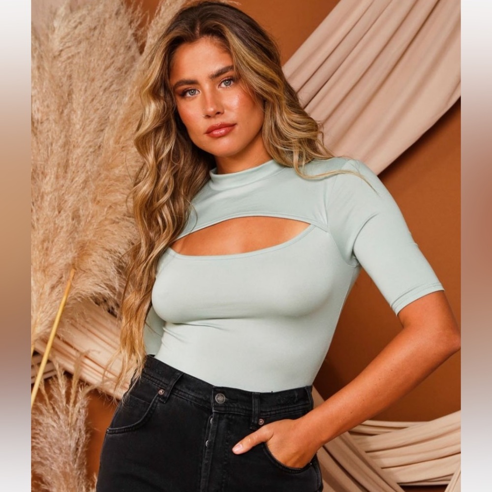 Aqua Green Cutout Bodysuit